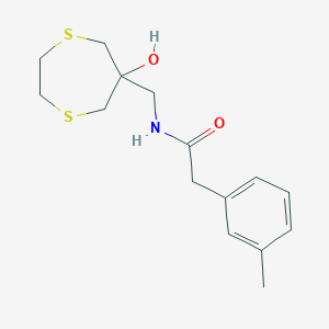 N-[(6-hydroxy-1,4-dithiepan-6-yl)methyl]-2-(3-methylphenyl)acetamide