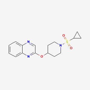 molecular formula C16H19N3O3S B2736965 2-((1-(Cyclopropylsulfonyl)piperidin-4-yl)oxy)quinoxaline CAS No. 1705904-49-9