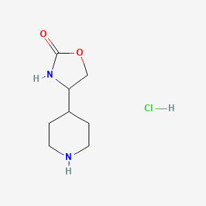 molecular formula C8H15ClN2O2 B2736966 4-(Piperidin-4-yl)-1,3-oxazolidin-2-one hydrochloride CAS No. 2137775-16-5