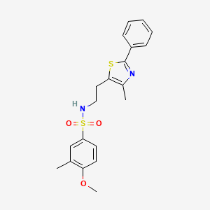 molecular formula C20H22N2O3S2 B2736970 4-methoxy-3-methyl-N-[2-(4-methyl-2-phenyl-1,3-thiazol-5-yl)ethyl]benzenesulfonamide CAS No. 894015-42-0