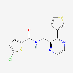 molecular formula C14H10ClN3OS2 B2736974 5-chloro-N-((3-(thiophen-3-yl)pyrazin-2-yl)methyl)thiophene-2-carboxamide CAS No. 2034537-77-2