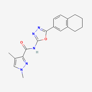 molecular formula C18H19N5O2 B2736985 1,4-dimethyl-N-(5-(5,6,7,8-tetrahydronaphthalen-2-yl)-1,3,4-oxadiazol-2-yl)-1H-pyrazole-3-carboxamide CAS No. 1206995-90-5