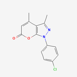 molecular formula C14H11ClN2O2 B2736988 1-(4-chlorophenyl)-3,4-dimethylpyrano[2,3-c]pyrazol-6(1H)-one CAS No. 74169-54-3
