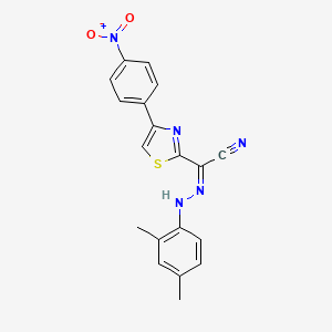 (Z)-N'-(2,4-dimethylphenyl)-4-(4-nitrophenyl)thiazole-2-carbohydrazonoyl cyanide