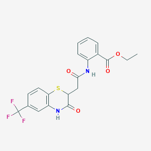 ethyl 2-{2-[3-oxo-6-(trifluoromethyl)-3,4-dihydro-2H-1,4-benzothiazin-2-yl]acetamido}benzoate