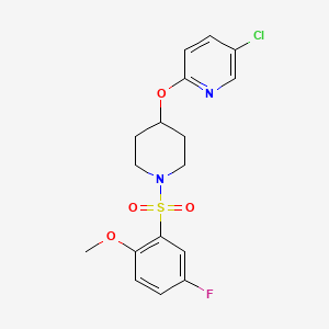 molecular formula C17H18ClFN2O4S B2737003 5-Chloro-2-((1-((5-fluoro-2-methoxyphenyl)sulfonyl)piperidin-4-yl)oxy)pyridine CAS No. 1448079-45-5