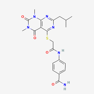4-(2-((2-Isobutyl-6,8-dimethyl-5,7-dioxo-5,6,7,8-tetrahydropyrimido[4,5-d]pyrimidin-4-yl)thio)acetamido)benzamide