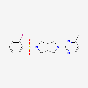 molecular formula C17H19FN4O2S B2737014 5-(2-Fluorophenyl)sulfonyl-2-(4-methylpyrimidin-2-yl)-1,3,3a,4,6,6a-hexahydropyrrolo[3,4-c]pyrrole CAS No. 2415522-65-3