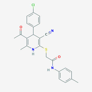molecular formula C24H22ClN3O2S B2737015 2-((5-乙酰-4-(4-氯苯基)-3-氰-6-甲基-1,4-二氢吡啶-2-基)硫)-N-(对甲苯基)乙酰胺 CAS No. 865612-48-2