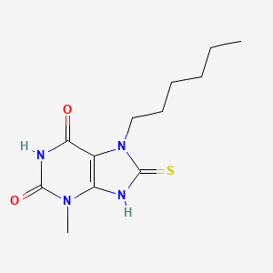 7-hexyl-3-methyl-8-sulfanylidene-9H-purine-2,6-dione