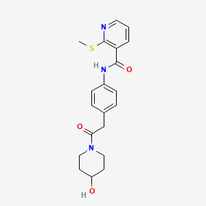 N-(4-(2-(4-hydroxypiperidin-1-yl)-2-oxoethyl)phenyl)-2-(methylthio)nicotinamide