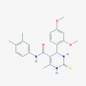 molecular formula C22H25N3O3S B2737023 4-(2,4-dimethoxyphenyl)-N-(3,4-dimethylphenyl)-6-methyl-2-sulfanylidene-3,4-dihydro-1H-pyrimidine-5-carboxamide CAS No. 335210-89-4