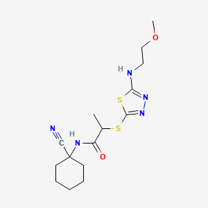molecular formula C15H23N5O2S2 B2737038 N-(1-cyanocyclohexyl)-2-({5-[(2-methoxyethyl)amino]-1,3,4-thiadiazol-2-yl}sulfanyl)propanamide CAS No. 1209069-19-1