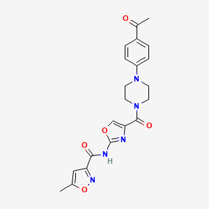 molecular formula C21H21N5O5 B2737039 N-(4-(4-(4-acetylphenyl)piperazine-1-carbonyl)oxazol-2-yl)-5-methylisoxazole-3-carboxamide CAS No. 1421529-18-1