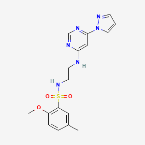 N-(2-((6-(1H-pyrazol-1-yl)pyrimidin-4-yl)amino)ethyl)-2-methoxy-5-methylbenzenesulfonamide