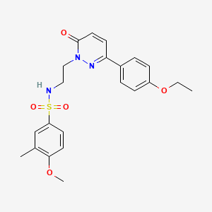 molecular formula C22H25N3O5S B2737047 N-(2-(3-(4-ethoxyphenyl)-6-oxopyridazin-1(6H)-yl)ethyl)-4-methoxy-3-methylbenzenesulfonamide CAS No. 921555-33-1