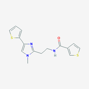 molecular formula C15H15N3OS2 B2737056 N-(2-(1-methyl-4-(thiophen-2-yl)-1H-imidazol-2-yl)ethyl)thiophene-3-carboxamide CAS No. 1396863-96-9