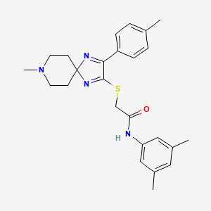 molecular formula C25H30N4OS B2737069 N-(3,5-dimethylphenyl)-2-((8-methyl-3-(p-tolyl)-1,4,8-triazaspiro[4.5]deca-1,3-dien-2-yl)thio)acetamide CAS No. 1216751-32-4