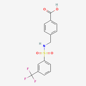 molecular formula C15H12F3NO4S B2737074 4-(((3-(Trifluoromethyl)phenyl)sulfonamido)methyl)benzoic acid CAS No. 690645-93-3