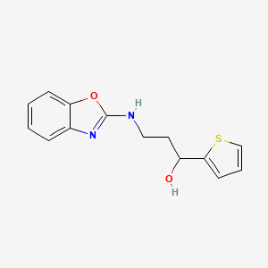 molecular formula C14H14N2O2S B2737081 3-(1,3-Benzoxazol-2-ylamino)-1-thiophen-2-ylpropan-1-ol CAS No. 2380058-57-9