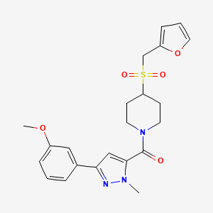 molecular formula C22H25N3O5S B2737089 (4-((furan-2-ylmethyl)sulfonyl)piperidin-1-yl)(3-(3-methoxyphenyl)-1-methyl-1H-pyrazol-5-yl)methanone CAS No. 1448062-63-2