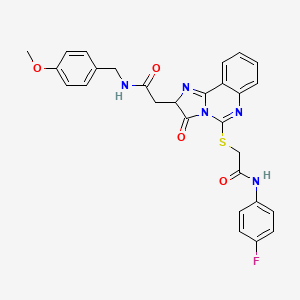 2-[5-[2-(4-fluoroanilino)-2-oxoethyl]sulfanyl-3-oxo-2H-imidazo[1,2-c]quinazolin-2-yl]-N-[(4-methoxyphenyl)methyl]acetamide