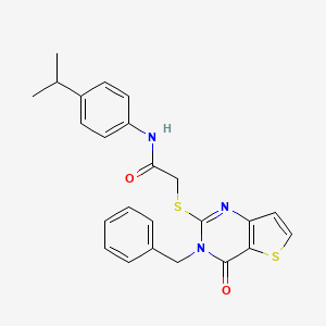 2-({3-benzyl-4-oxo-3H,4H-thieno[3,2-d]pyrimidin-2-yl}sulfanyl)-N-[4-(propan-2-yl)phenyl]acetamide