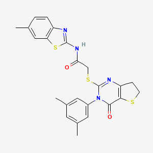molecular formula C24H22N4O2S3 B2737117 2-((3-(3,5-二甲基苯基)-4-氧代-3,4,6,7-四氢噻吩[3,2-d]嘧啶-2-基)硫代)-N-(6-甲基苯并[d]噻唑-2-基)乙酰胺 CAS No. 877653-88-8