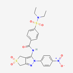 4-(N,N-diethylsulfamoyl)-N-(2-(4-nitrophenyl)-5,5-dioxido-4,6-dihydro-2H-thieno[3,4-c]pyrazol-3-yl)benzamide