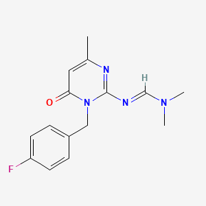 molecular formula C15H17FN4O B2737131 N'-[1-(4-fluorobenzyl)-4-methyl-6-oxo-1,6-dihydro-2-pyrimidinyl]-N,N-dimethyliminoformamide CAS No. 338400-05-8