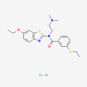 molecular formula C22H28ClN3O2S2 B2737132 N-(2-(dimethylamino)ethyl)-N-(6-ethoxybenzo[d]thiazol-2-yl)-3-(ethylthio)benzamide hydrochloride CAS No. 1216544-27-2