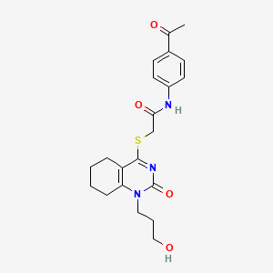 N-(4-acetylphenyl)-2-((1-(3-hydroxypropyl)-2-oxo-1,2,5,6,7,8-hexahydroquinazolin-4-yl)thio)acetamide
