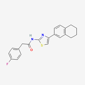 molecular formula C21H19FN2OS B2737138 2-(4-fluorophenyl)-N-[4-(5,6,7,8-tetrahydronaphthalen-2-yl)-1,3-thiazol-2-yl]acetamide CAS No. 922646-96-6