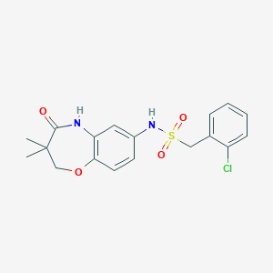 molecular formula C18H19ClN2O4S B2737145 1-(2-chlorophenyl)-N-(3,3-dimethyl-4-oxo-2,3,4,5-tetrahydrobenzo[b][1,4]oxazepin-7-yl)methanesulfonamide CAS No. 922133-83-3