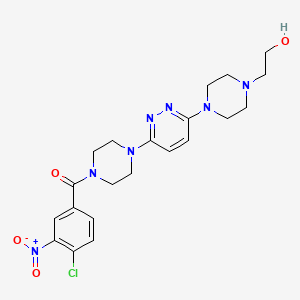 molecular formula C21H26ClN7O4 B2737157 (4-Chloro-3-nitrophenyl)(4-(6-(4-(2-hydroxyethyl)piperazin-1-yl)pyridazin-3-yl)piperazin-1-yl)methanone CAS No. 899757-35-8