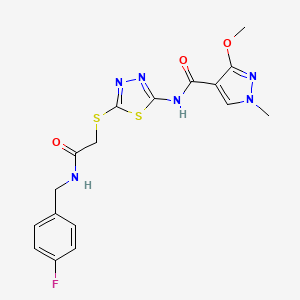 N-(5-((2-((4-fluorobenzyl)amino)-2-oxoethyl)thio)-1,3,4-thiadiazol-2-yl)-3-methoxy-1-methyl-1H-pyrazole-4-carboxamide