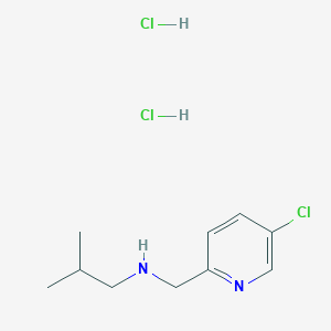molecular formula C10H17Cl3N2 B2737159 N-[(5-Chloropyridin-2-yl)methyl]-2-methylpropan-1-amine;dihydrochloride CAS No. 2580231-71-4
