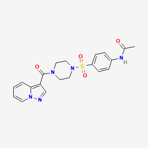 molecular formula C20H21N5O4S B2737161 N-(4-((4-(pyrazolo[1,5-a]pyridine-3-carbonyl)piperazin-1-yl)sulfonyl)phenyl)acetamide CAS No. 1396864-94-0