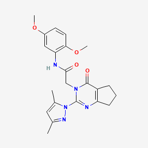 molecular formula C22H25N5O4 B2737174 N-(2,5-dimethoxyphenyl)-2-(2-(3,5-dimethyl-1H-pyrazol-1-yl)-4-oxo-4,5,6,7-tetrahydro-3H-cyclopenta[d]pyrimidin-3-yl)acetamide CAS No. 1006820-67-2