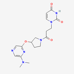 molecular formula C17H22N6O4 B2737177 1-(3-(3-((6-(dimethylamino)pyrazin-2-yl)oxy)pyrrolidin-1-yl)-3-oxopropyl)pyrimidine-2,4(1H,3H)-dione CAS No. 2034317-73-0