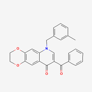 molecular formula C26H21NO4 B2737178 8-benzoyl-6-[(3-methylphenyl)methyl]-2H,3H,6H,9H-[1,4]dioxino[2,3-g]quinolin-9-one CAS No. 866341-28-8
