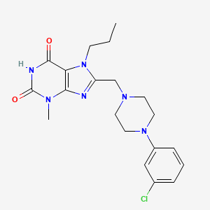 molecular formula C20H25ClN6O2 B2737193 8-[[4-(3-氯苯基)哌嗪-1-基]甲基]-3-甲基-7-丙基嘌呤-2,6-二酮 CAS No. 904275-70-3