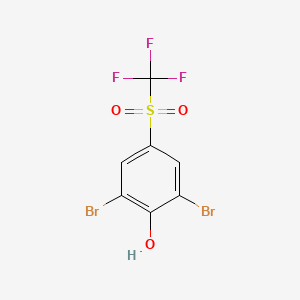 molecular formula C7H3Br2F3O3S B2737200 2,6-二溴-4-[(三氟甲基)磺酰基]苯酚 CAS No. 432-79-1