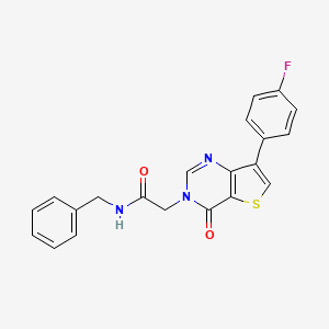 molecular formula C21H16FN3O2S B2737202 N-苄基-2-[7-(4-氟苯基)-4-氧代噻吩[3,2-d]嘧啶-3(4H)-基]乙酰胺 CAS No. 1207057-10-0