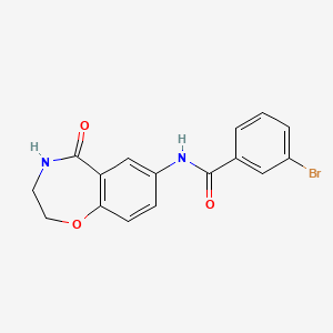 molecular formula C16H13BrN2O3 B2737203 3-溴-N-(5-氧代-2,3,4,5-四氢苯并[f][1,4]噁唑啉-7-基)苯甲酰胺 CAS No. 921890-51-9