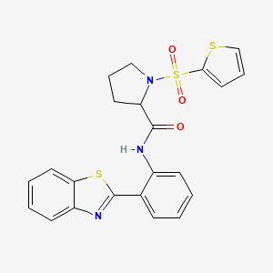molecular formula C22H19N3O3S3 B2737207 N-(2-(benzo[d]thiazol-2-yl)phenyl)-1-(thiophen-2-ylsulfonyl)pyrrolidine-2-carboxamide CAS No. 1098639-30-5