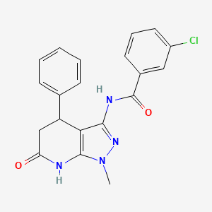 molecular formula C20H17ClN4O2 B2737221 3-chloro-N-(1-methyl-6-oxo-4-phenyl-4,5,6,7-tetrahydro-1H-pyrazolo[3,4-b]pyridin-3-yl)benzamide CAS No. 1173033-47-0