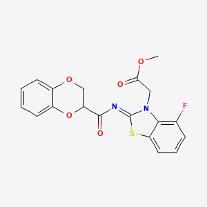 (Z)-methyl 2-(2-((2,3-dihydrobenzo[b][1,4]dioxine-2-carbonyl)imino)-4-fluorobenzo[d]thiazol-3(2H)-yl)acetate