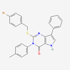 molecular formula C26H20BrN3OS B2737230 2-((4-bromobenzyl)thio)-7-phenyl-3-(p-tolyl)-3H-pyrrolo[3,2-d]pyrimidin-4(5H)-one CAS No. 2034585-15-2
