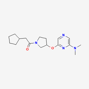 molecular formula C17H26N4O2 B2737231 2-Cyclopentyl-1-(3-((6-(dimethylamino)pyrazin-2-yl)oxy)pyrrolidin-1-yl)ethanone CAS No. 2034286-45-6